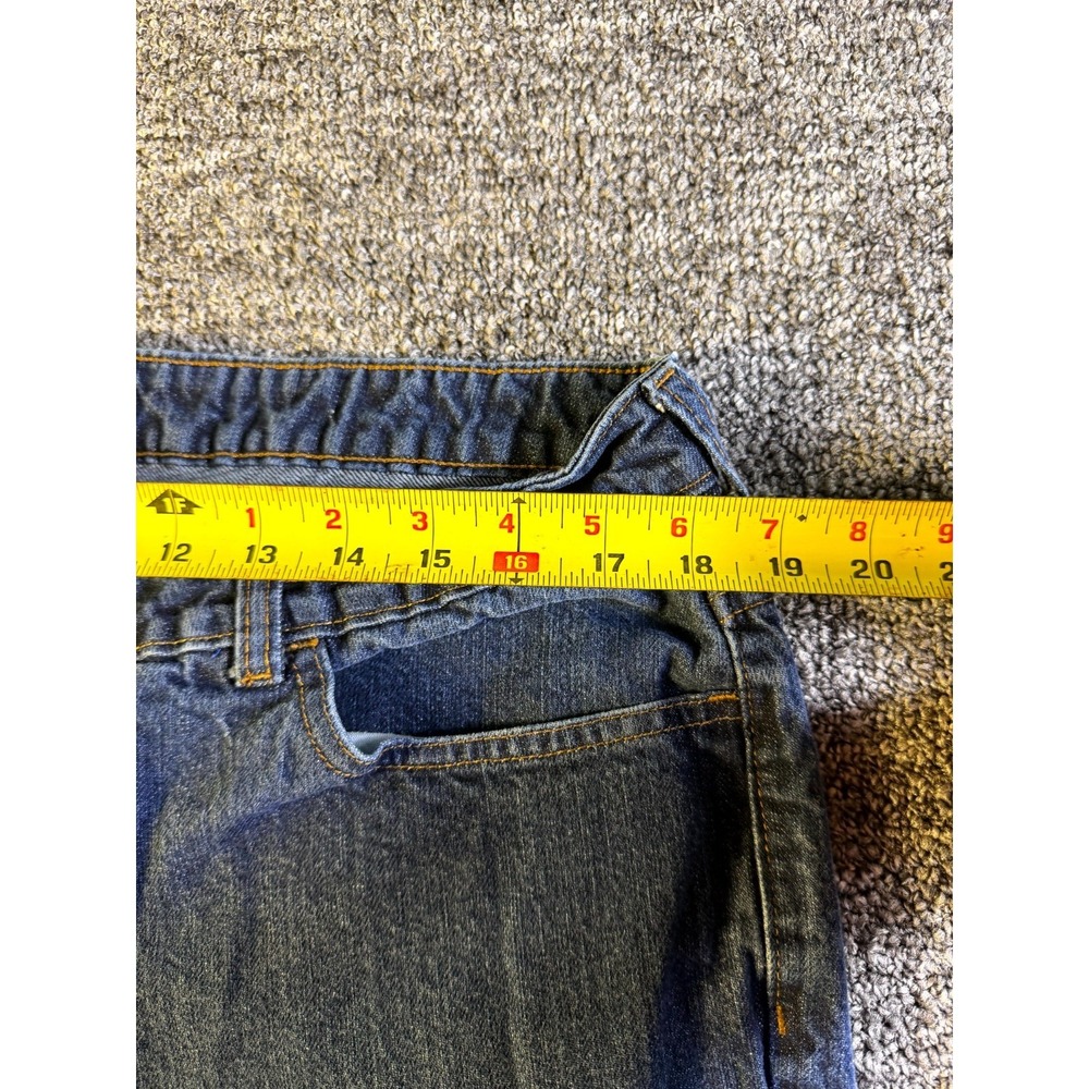 Dickies Bootcut Jeans Womens 14x28 Blue Denim Logo Cotton Relaxed Fit Dark Wash - Picture 11 of 15